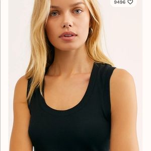 Free People Intimately Round Neck Black Tank Top